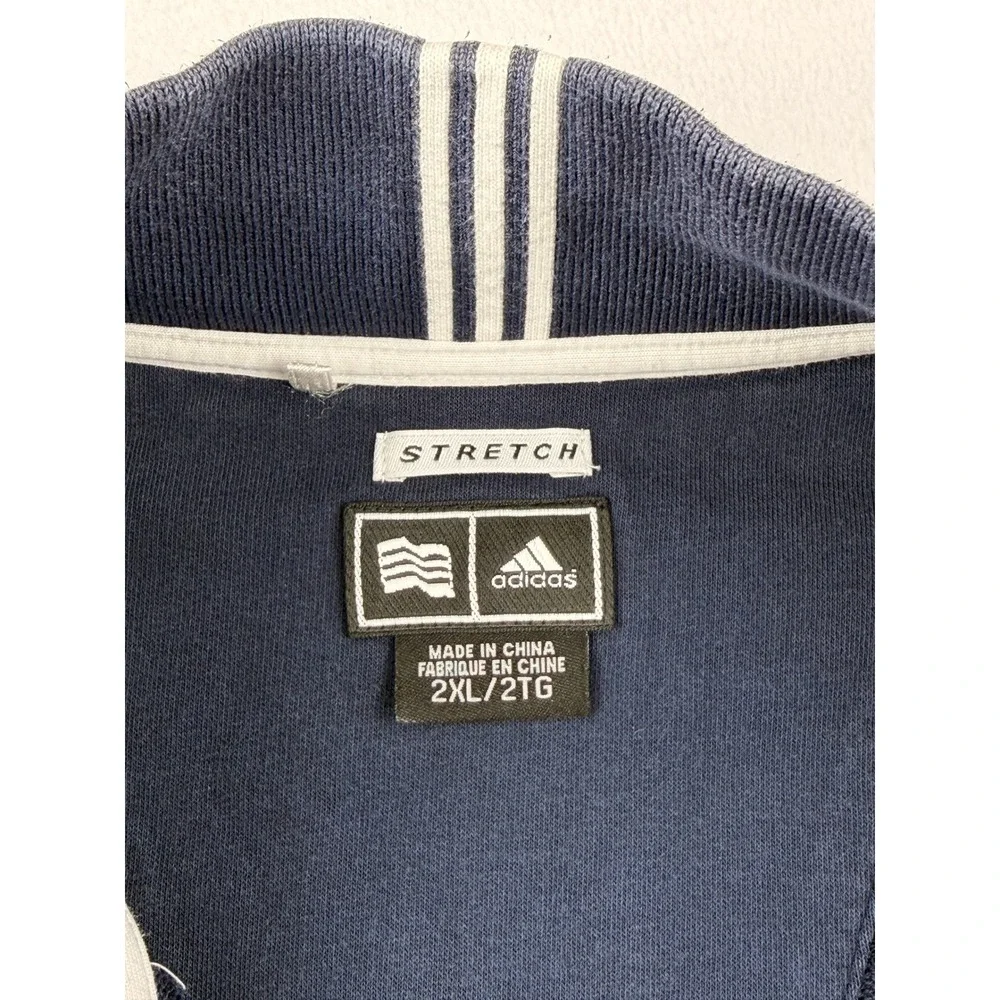 Vtg Adidas Corvette Mens 2XL Navy Blue 1/4 Zip Pullover Sweatshirt
